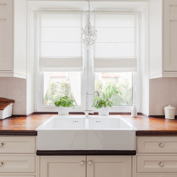 clean white sink in kitchen