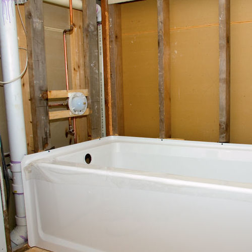 A Bathtub Being Installed For a Remodel.